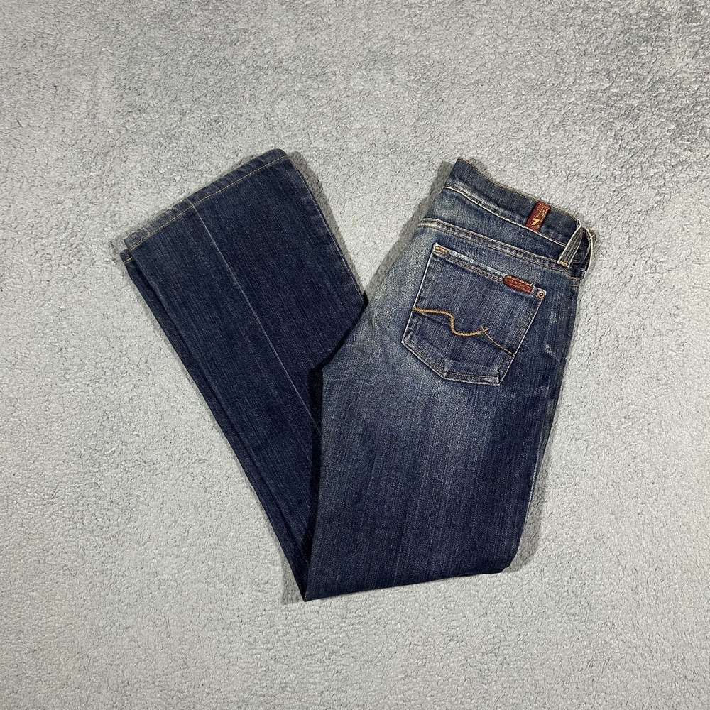 7 For All Mankind Jeans Womens 25 Boot Cut Low Rise Stretch Fade #2760